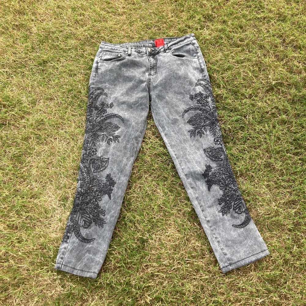 5/$25- jeans with black embroidery